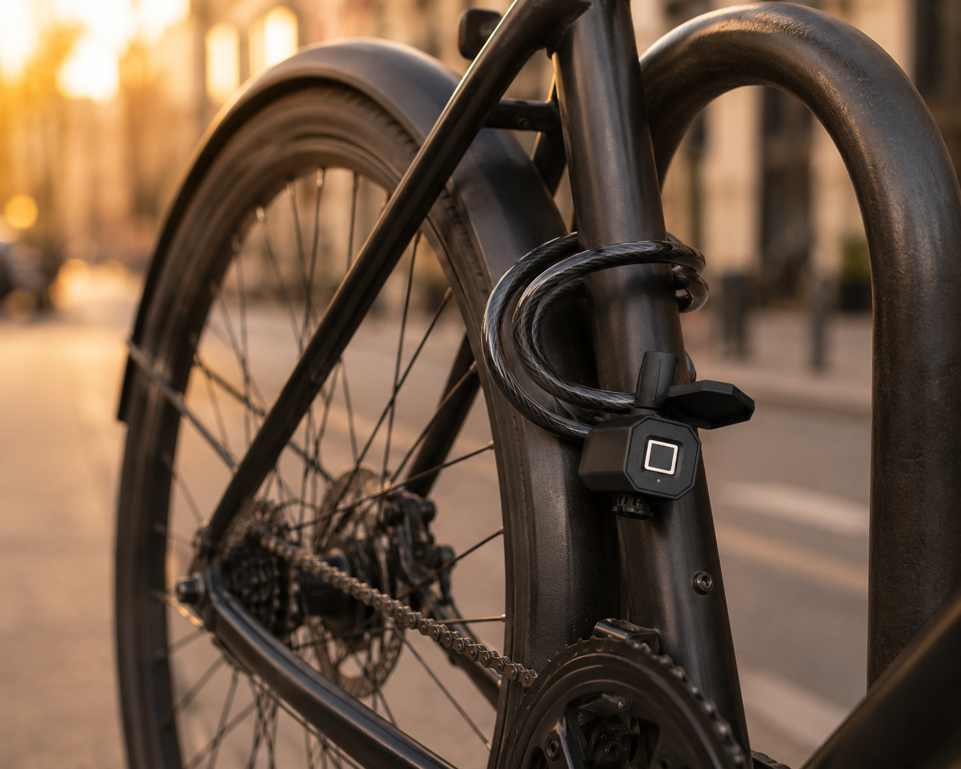 Antivol à câble à empreinte sur un vélo